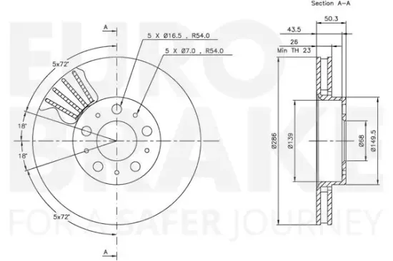 Bremsscheibe Vorderachse EUROBRAKE 5815314841 Bild Bremsscheibe Vorderachse EUROBRAKE 5815314841