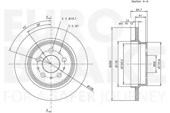 Bremsscheibe Hinterachse EUROBRAKE 5815314843 Bild Bremsscheibe Hinterachse EUROBRAKE 5815314843