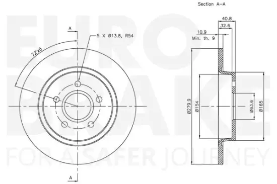 Bremsscheibe Hinterachse EUROBRAKE 5815314847 Bild Bremsscheibe Hinterachse EUROBRAKE 5815314847