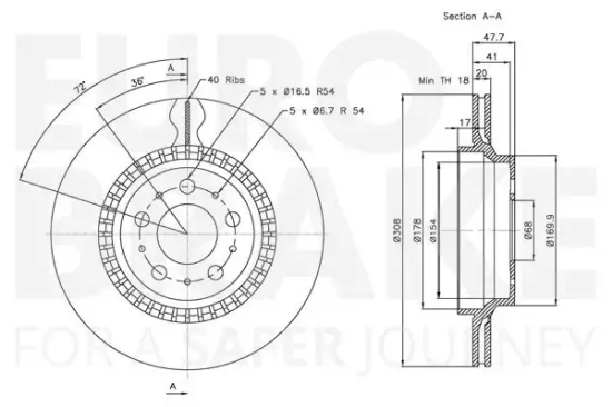 Bremsscheibe Hinterachse EUROBRAKE 5815314852 Bild Bremsscheibe Hinterachse EUROBRAKE 5815314852