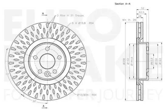 Bremsscheibe Vorderachse EUROBRAKE 5815314856 Bild Bremsscheibe Vorderachse EUROBRAKE 5815314856