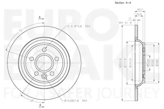 Bremsscheibe Hinterachse EUROBRAKE 5815314857 Bild Bremsscheibe Hinterachse EUROBRAKE 5815314857