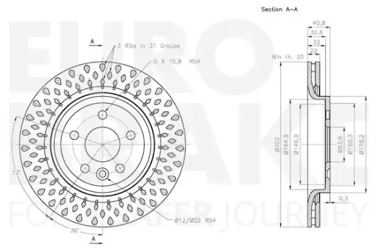 Bremsscheibe Hinterachse EUROBRAKE 5815314858 Bild Bremsscheibe Hinterachse EUROBRAKE 5815314858