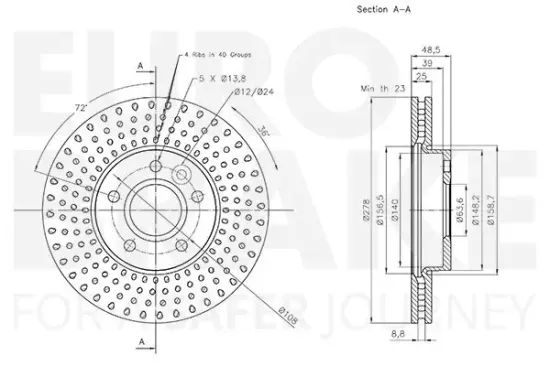 Bremsscheibe Vorderachse EUROBRAKE 5815314863 Bild Bremsscheibe Vorderachse EUROBRAKE 5815314863
