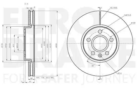 Bremsscheibe Vorderachse EUROBRAKE 5815314874 Bild Bremsscheibe Vorderachse EUROBRAKE 5815314874