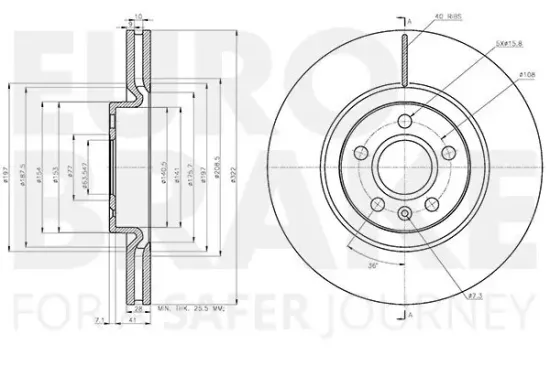 Bremsscheibe Vorderachse EUROBRAKE 5815314876 Bild Bremsscheibe Vorderachse EUROBRAKE 5815314876