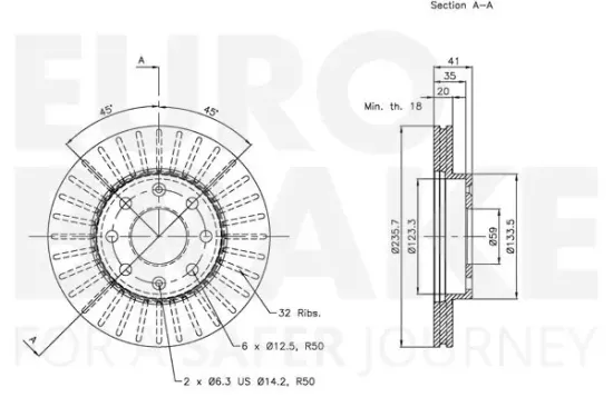 Bremsscheibe Hinterachse EUROBRAKE 5815319961 Bild Bremsscheibe Hinterachse EUROBRAKE 5815319961