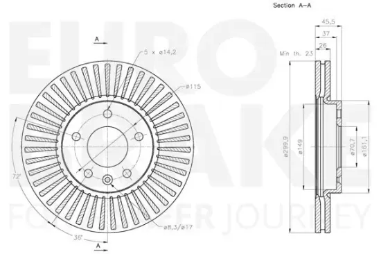 Bremsscheibe Vorderachse EUROBRAKE 5815315015 Bild Bremsscheibe Vorderachse EUROBRAKE 5815315015