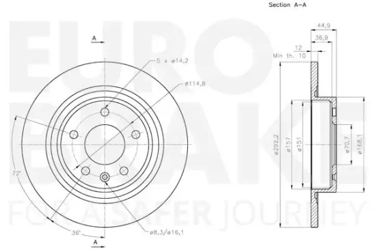 Bremsscheibe Hinterachse EUROBRAKE 5815315016 Bild Bremsscheibe Hinterachse EUROBRAKE 5815315016