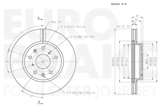 Bremsscheibe Vorderachse EUROBRAKE 5815315218 Bild Bremsscheibe Vorderachse EUROBRAKE 5815315218