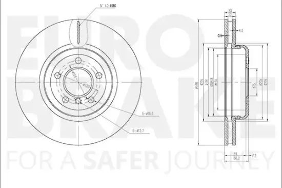 Bremsscheibe Vorderachse EUROBRAKE 5815341593 Bild Bremsscheibe Vorderachse EUROBRAKE 5815341593
