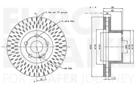 Bremsscheibe Vorderachse EUROBRAKE 5815343395 Bild Bremsscheibe Vorderachse EUROBRAKE 5815343395