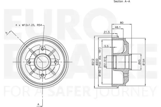 Bremstrommel Hinterachse EUROBRAKE 5825251904 Bild Bremstrommel Hinterachse EUROBRAKE 5825251904