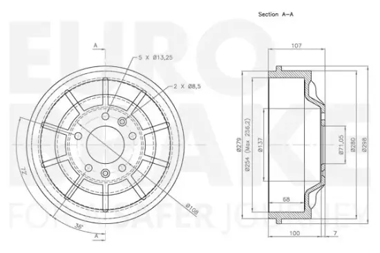 Bremstrommel EUROBRAKE 5825251912 Bild Bremstrommel EUROBRAKE 5825251912