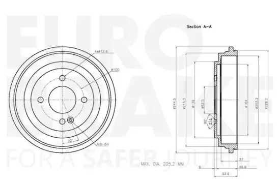 Bremstrommel Hinterachse EUROBRAKE 5825253514 Bild Bremstrommel Hinterachse EUROBRAKE 5825253514