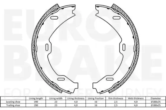 Bremsbackensatz, Feststellbremse Hinterachse EUROBRAKE 58492733714 Bild Bremsbackensatz, Feststellbremse Hinterachse EUROBRAKE 58492733714