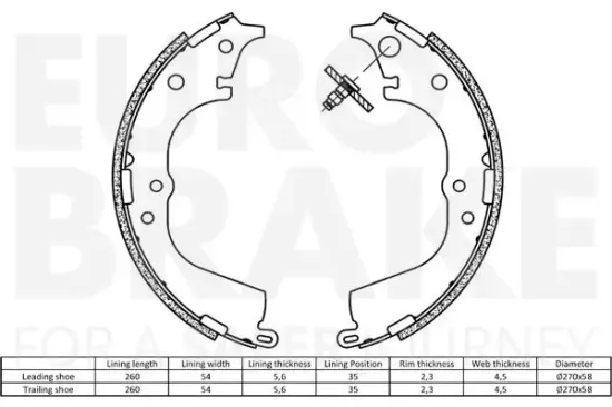 Bremsbackensatz EUROBRAKE 58492745591 Bild Bremsbackensatz EUROBRAKE 58492745591