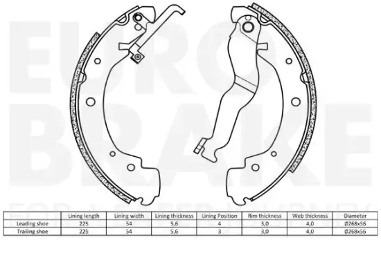 Bremsbackensatz Hinterachse EUROBRAKE 58492747549 Bild Bremsbackensatz Hinterachse EUROBRAKE 58492747549