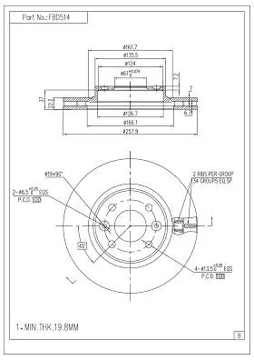 Bremsscheibe Vorderachse FI.BA FBD514 Bild Bremsscheibe Vorderachse FI.BA FBD514