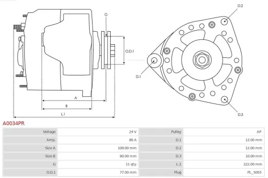 Generator 24 V AS-PL A0034PR Bild Generator 24 V AS-PL A0034PR