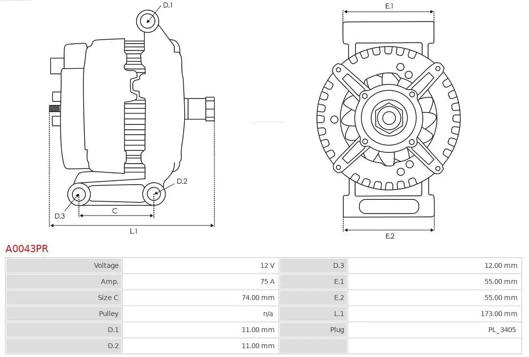 Generator 12 V AS-PL A0043PR Bild Generator 12 V AS-PL A0043PR