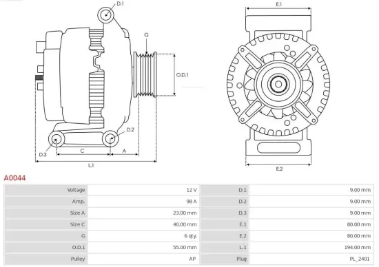 Generator 12 V AS-PL A0044 Bild Generator 12 V AS-PL A0044