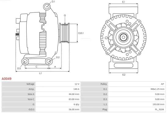 Generator 12 V AS-PL A0049 Bild Generator 12 V AS-PL A0049