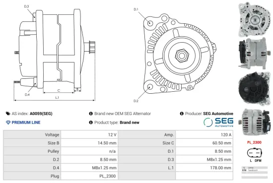 Generator 12 V AS-PL A0059(SEG) Bild Generator 12 V AS-PL A0059(SEG)