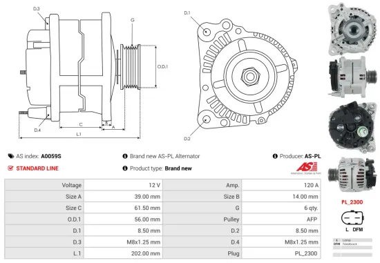 Generator 12 V AS-PL A0059S Bild Generator 12 V AS-PL A0059S