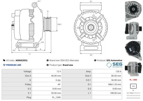 Generator 12 V AS-PL A0060(SEG) Bild Generator 12 V AS-PL A0060(SEG)