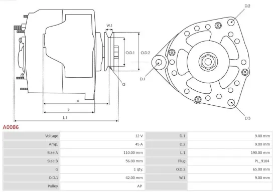 Generator 12 V AS-PL A0086 Bild Generator 12 V AS-PL A0086
