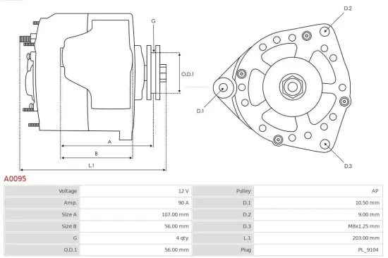 Generator 12 V AS-PL A0095 Bild Generator 12 V AS-PL A0095