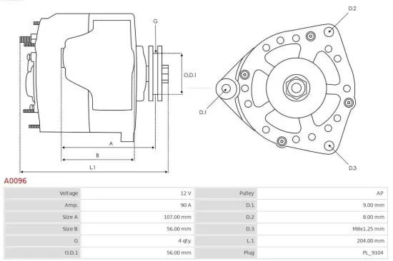 Generator 12 V AS-PL A0096 Bild Generator 12 V AS-PL A0096