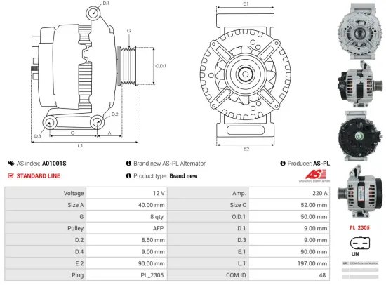 Generator 12 V AS-PL A01001S Bild Generator 12 V AS-PL A01001S