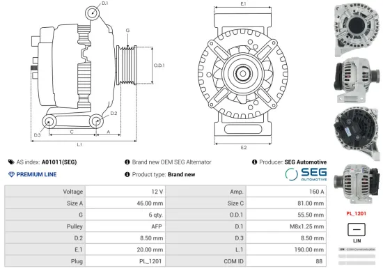 Generator 12 V AS-PL A01011(SEG) Bild Generator 12 V AS-PL A01011(SEG)