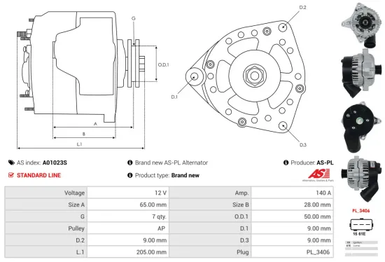Generator 12 V AS-PL A01023S Bild Generator 12 V AS-PL A01023S