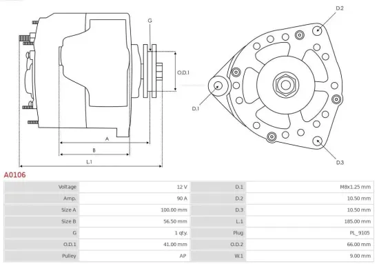 Generator 12 V AS-PL A0106 Bild Generator 12 V AS-PL A0106