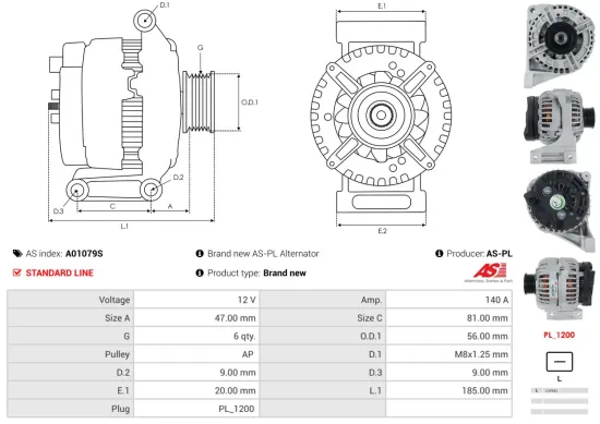 Generator 12 V AS-PL A01079S Bild Generator 12 V AS-PL A01079S