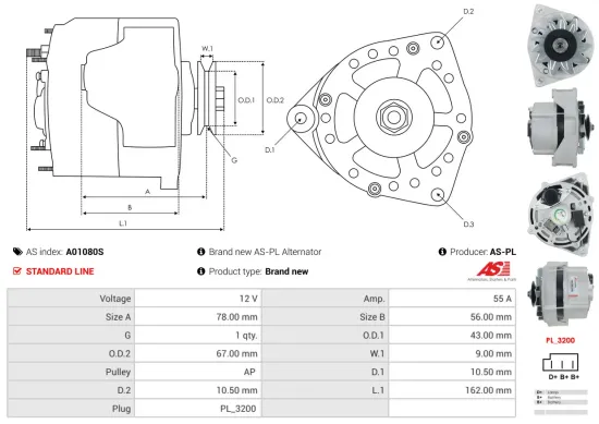 Generator 12 V AS-PL A01080S Bild Generator 12 V AS-PL A01080S