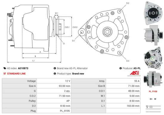 Generator 12 V AS-PL A01087S Bild Generator 12 V AS-PL A01087S