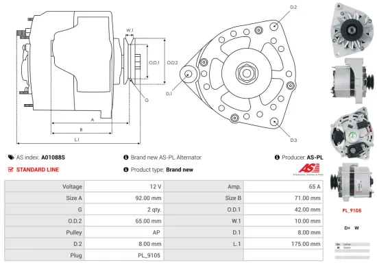 Generator 12 V AS-PL A01088S Bild Generator 12 V AS-PL A01088S