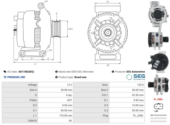 Generator 12 V AS-PL A01100(SEG) Bild Generator 12 V AS-PL A01100(SEG)