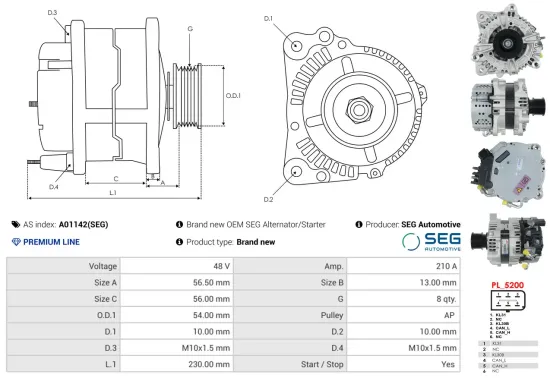Generator 48 V AS-PL A01142(SEG) Bild Generator 48 V AS-PL A01142(SEG)