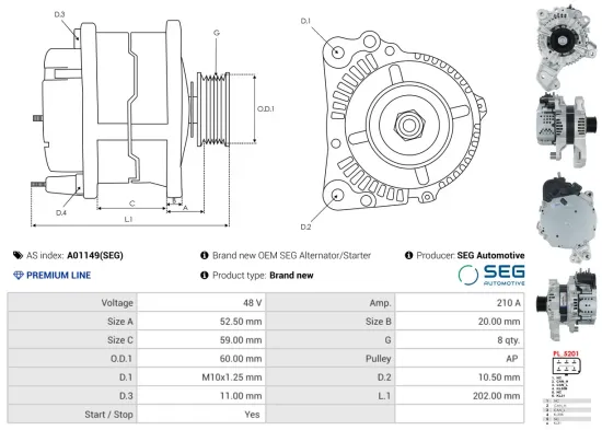 Generator 48 V AS-PL A01149(SEG) Bild Generator 48 V AS-PL A01149(SEG)