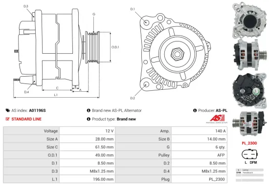 Generator 12 V AS-PL A01196S Bild Generator 12 V AS-PL A01196S