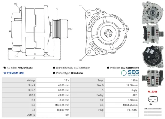 Generator 12 V AS-PL A01204(SEG) Bild Generator 12 V AS-PL A01204(SEG)