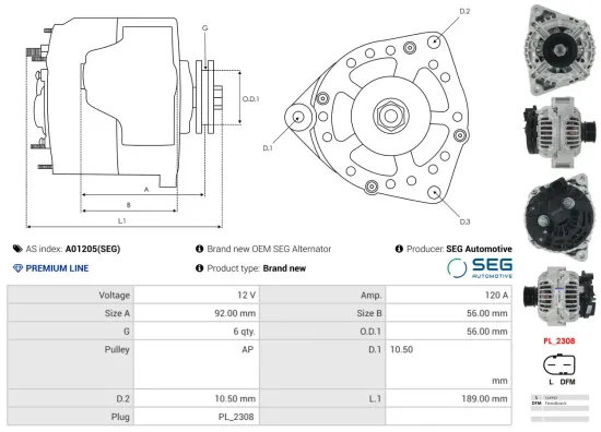 Generator 12 V AS-PL A01205(SEG) Bild Generator 12 V AS-PL A01205(SEG)