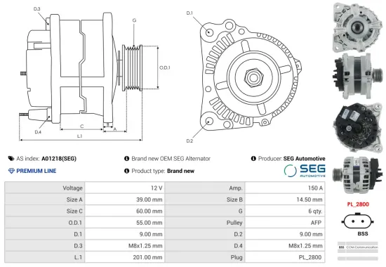 Generator 12 V AS-PL A01218(SEG) Bild Generator 12 V AS-PL A01218(SEG)