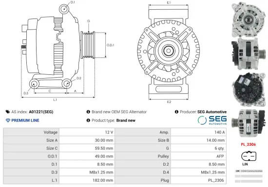 Generator 12 V AS-PL A01221(SEG) Bild Generator 12 V AS-PL A01221(SEG)
