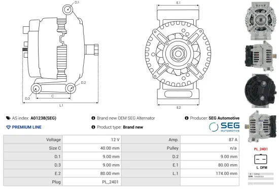 Generator 12 V AS-PL A01238(SEG) Bild Generator 12 V AS-PL A01238(SEG)